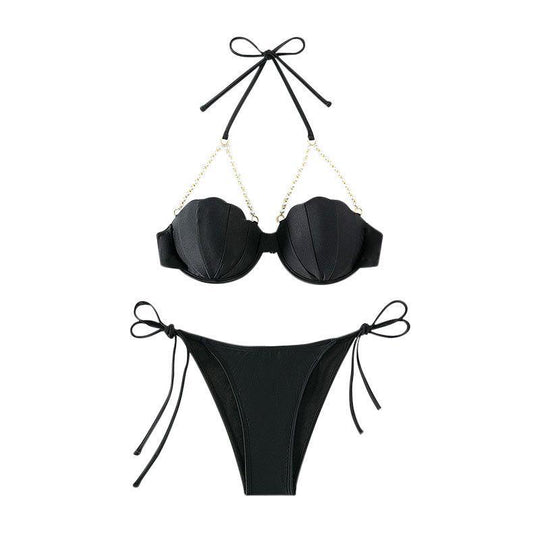 Damen Bikini-Set mit eleganten Muschel-Design und raffinierten Trägerdetails EB