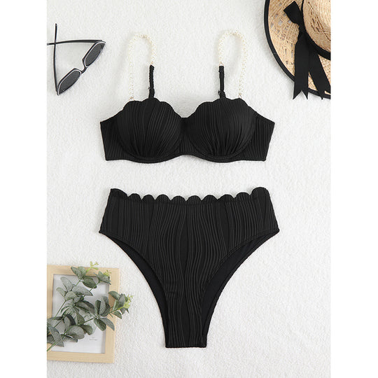 Damen Hochwertiger Push-Up Bikini mit Skulptur-Rippdesign EB