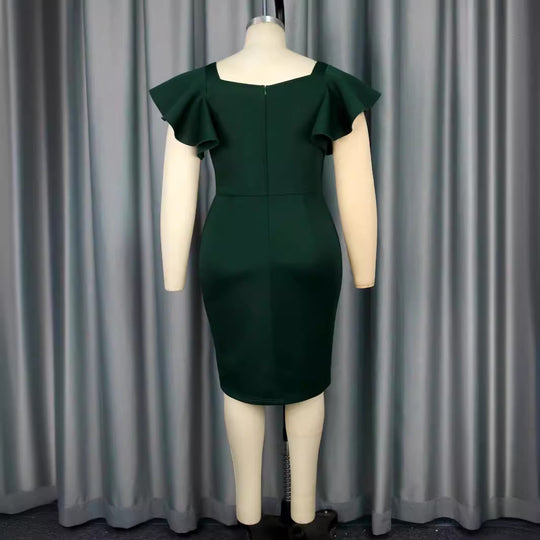 Damen figurbetontes Kleid mit großem Schleifenakzent und seitlichem Schlitz EB