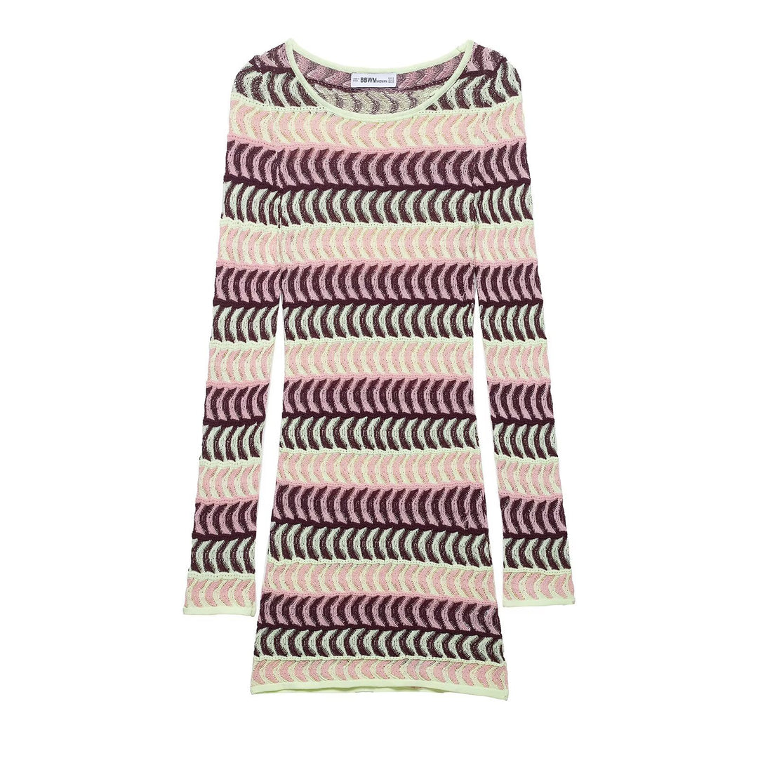 Damen Strickkleid mit einzigartigem geometrischem Muster EB