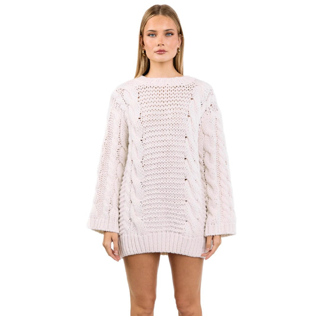 Damen Grobstrickpullover mit modischem Zopfmuster und lässigem Schnitt EB
