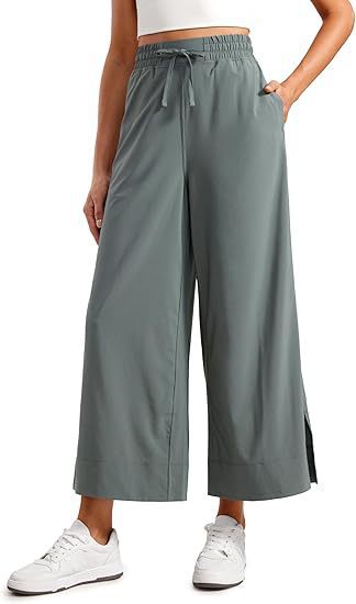 Damen nan weite Culotte-Hose mit elastischem Bund, Tunnelzug und seitlichen Schlitzen EB