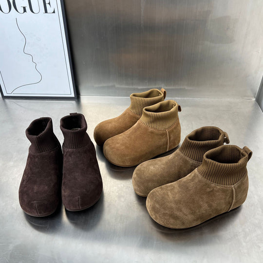 Damen Bequeme Winterboots mit elastischem Kragen und weichem Innenfutter EB
