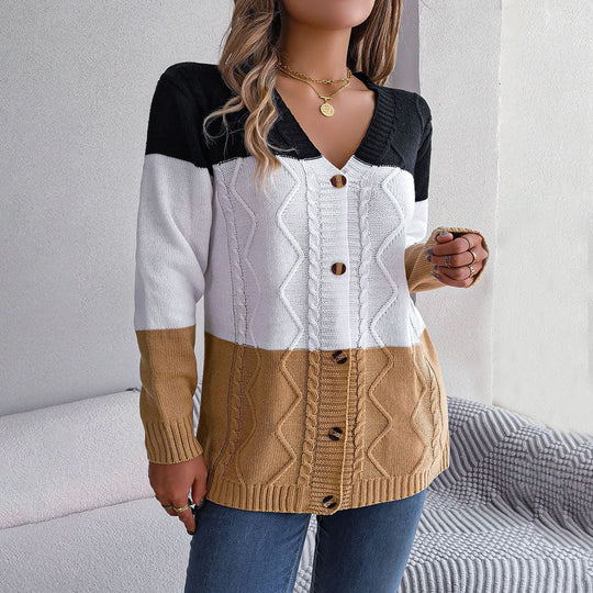 EB | Farbblock Strickjacke mit Modischem Stil