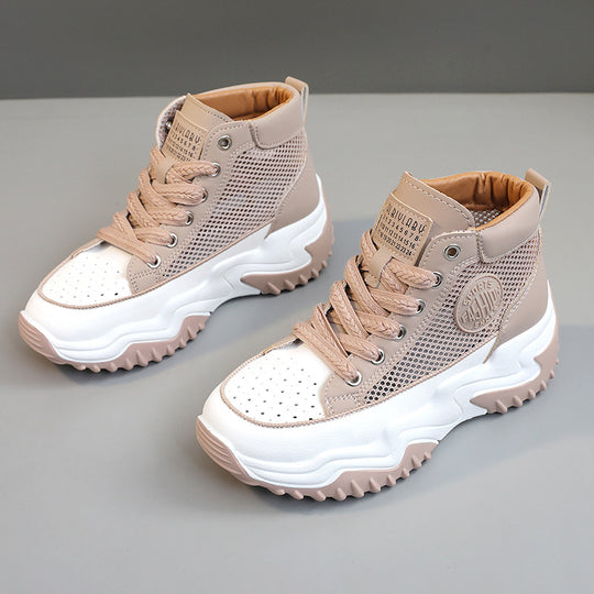 Damen hochgeschnittene Sneakers mit atmungsaktiver Netzstruktur und stoßdämpfendem Sohlenprofil EB