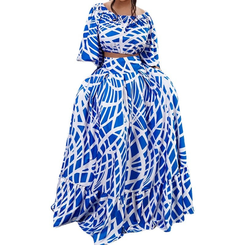 Damen Maxikleid mit überschnittenen Ärmeln und weitem Rock EB