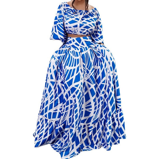 Damen Maxikleid mit überschnittenen Ärmeln und weitem Rock EB