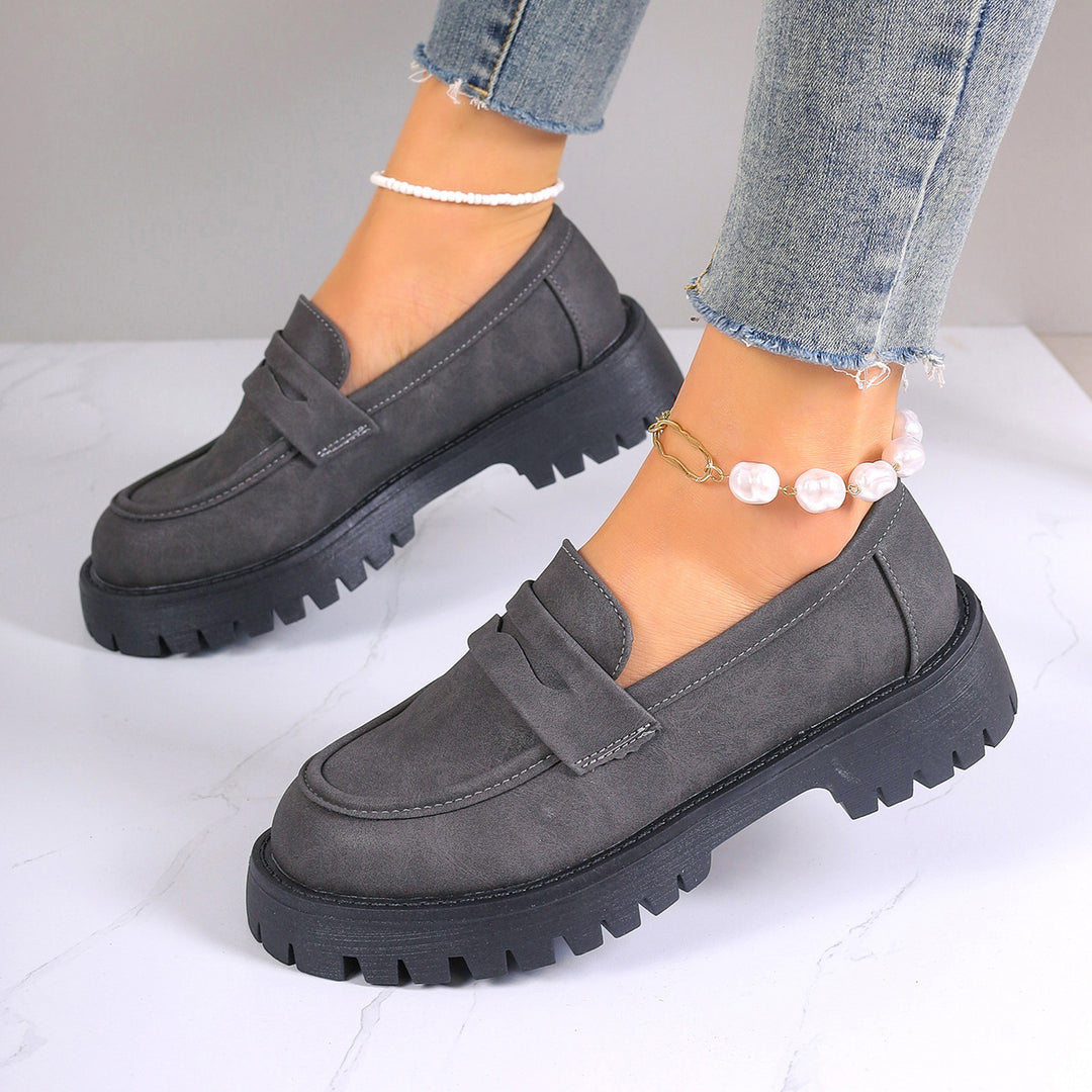 Damen nan Plateau-Loafer mit Profilsohle und Velourslederoptik EB