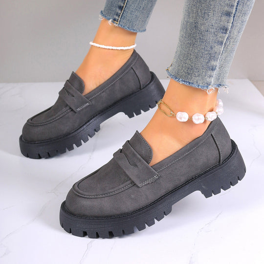 Damen nan Plateau-Loafer mit Profilsohle und Velourslederoptik EB