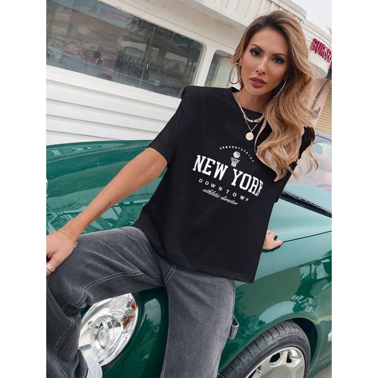 Damen T-Shirt mit modischem New York Druck und lässigem Schnitt EB