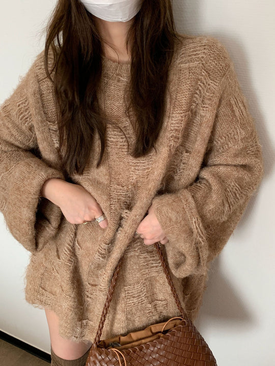 Damen Oversized Strickpullover im lässigen Pullover-Stil EB