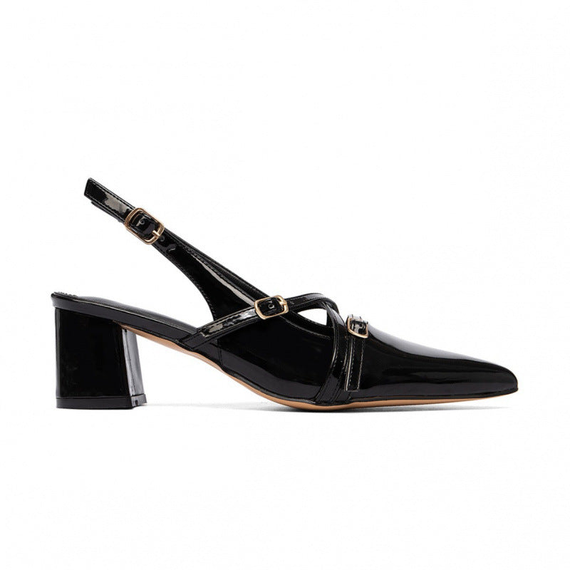 Damen Slingback-Pumps mit spitzem Absatz und elegantem Riemendesign EB