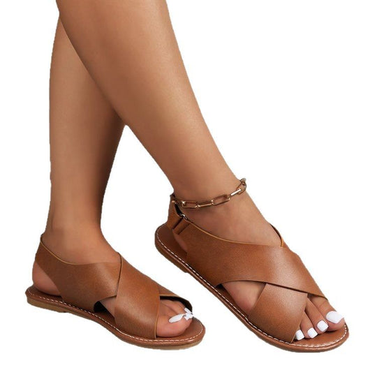 Damen elegante Crossband-Sandalen mit modischem Riemen-Design EB