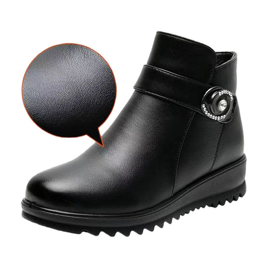 Damen Elegante und warme Stiefeletten mit modischer Schnallenverzierung EB