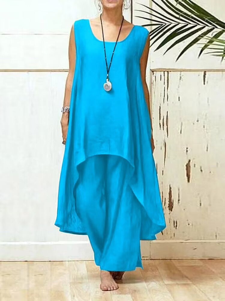 Damen Fließendes Tunika Maxi Overall EB