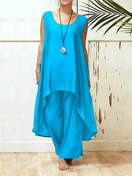Damen Fließendes Tunika Maxi Overall EB