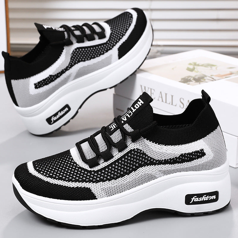 Damen Sportliche Sneakers mit atmungsaktiver Strick-Oberfläche und flexibler Sohle EB