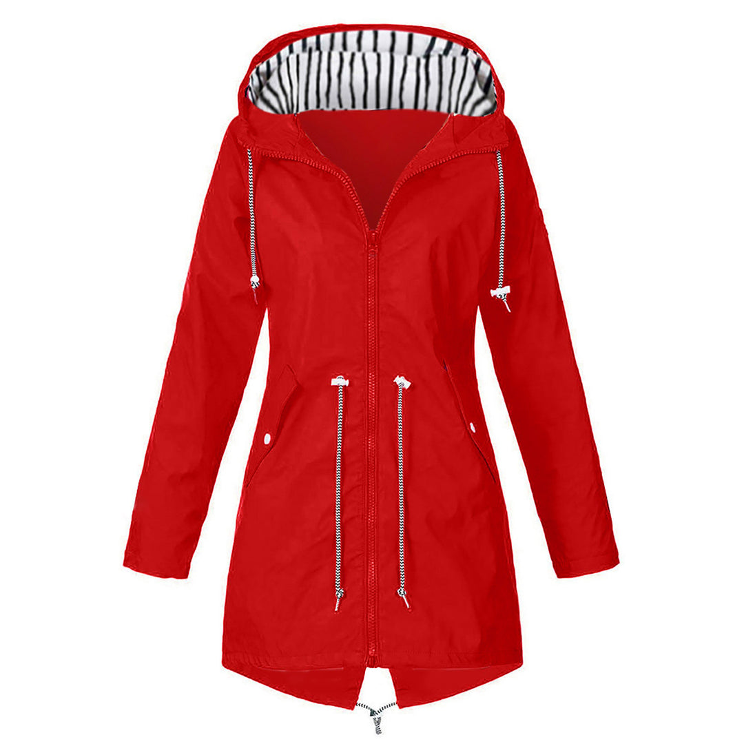 Damen wasserabweisende Freizeitjacke mit verstellbarem Kapuzenkragen und funktionalen Taschen EB