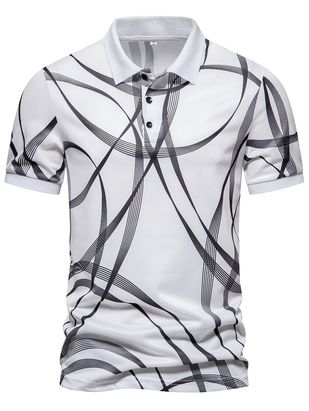 Herren Poloshirt mit modernem grafischen Muster und atmungsaktiven Eigenschaften EB