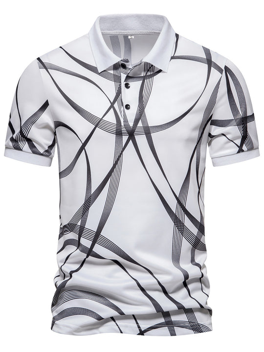 Herren Poloshirt mit modernem grafischen Muster und atmungsaktiven Eigenschaften EB