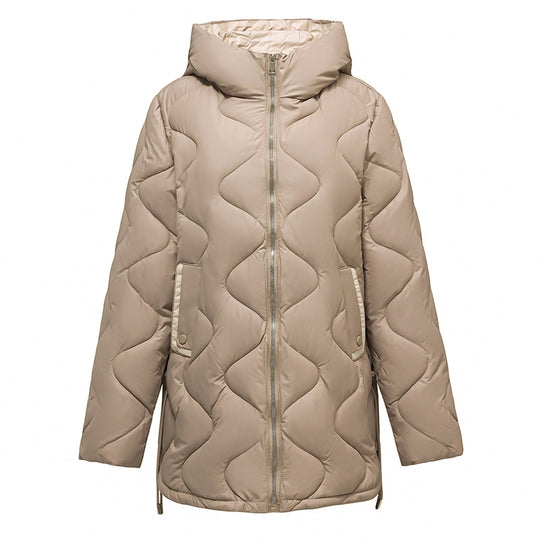 Damen gesteppte Winterjacke mit Kapuze und verstellbarem Kordelzug EB