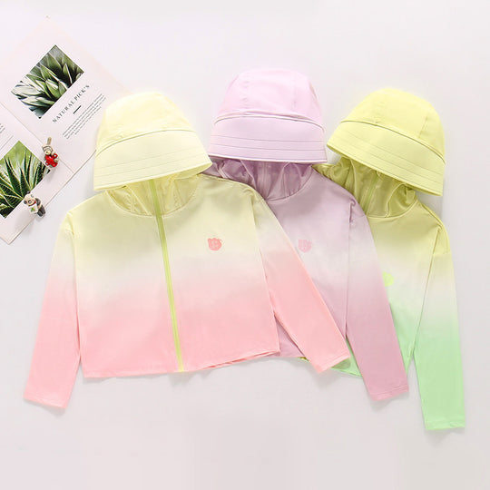 Damen nan ultraleichte Sonnenschutz-Hoodie mit Ombre-Verlauf und kurzem Schnitt R&B