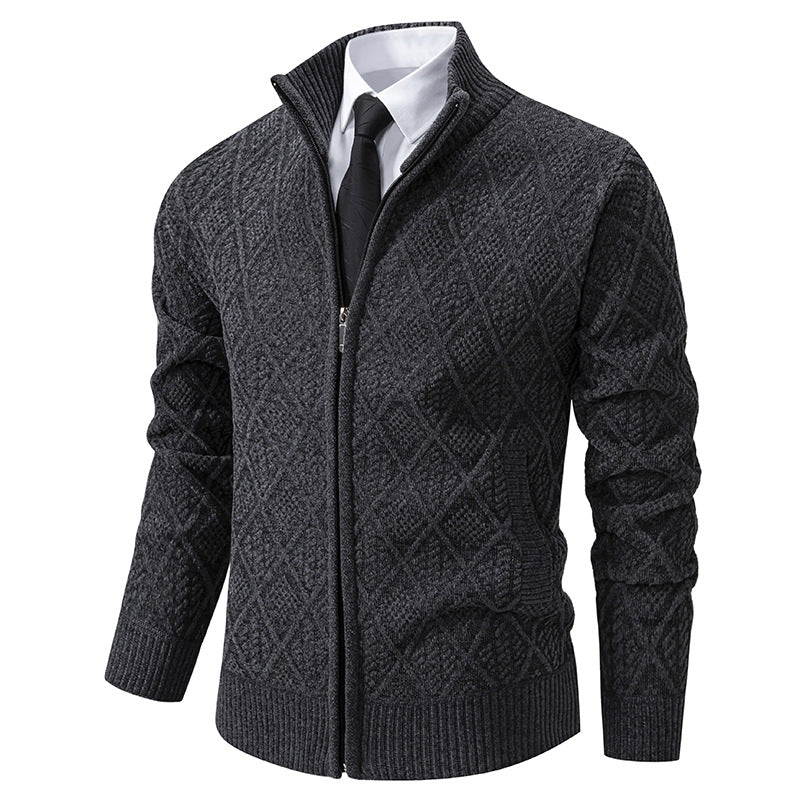 Herren modische Strickjacke mit grafischem Zipper-Design EB