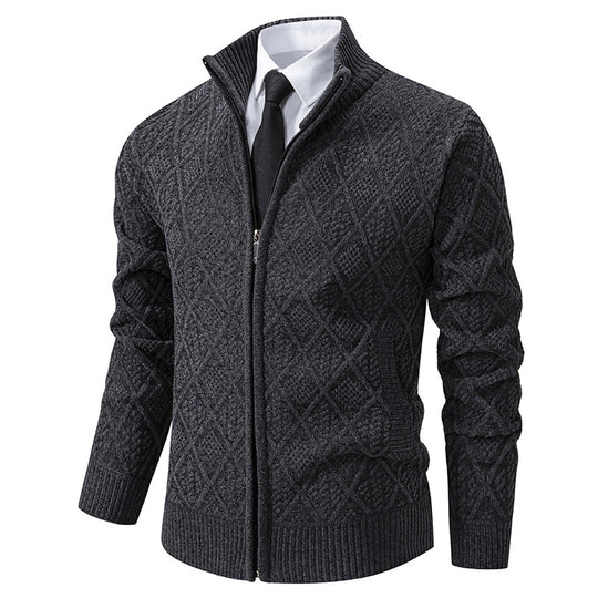 Herren modische Strickjacke mit grafischem Zipper-Design EB