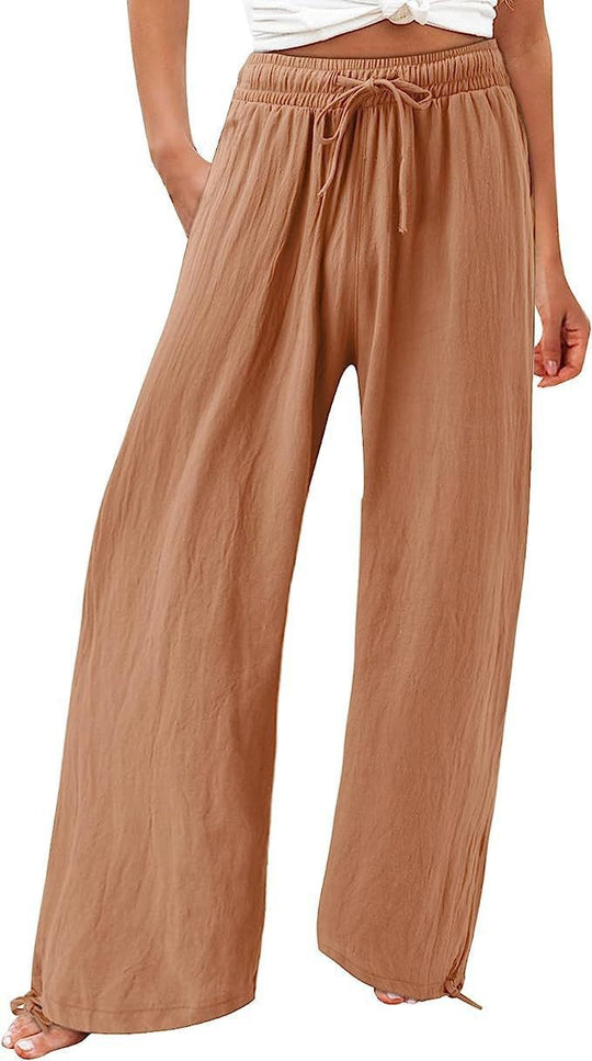 Damen weite Sommerhose mit elastischem Bund und Bindegürtel EB