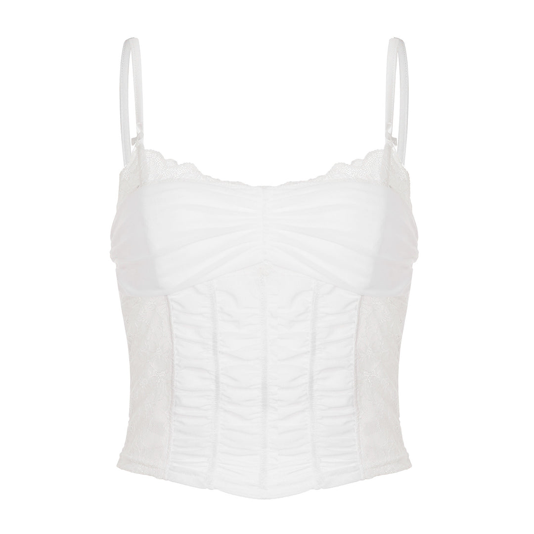 Damen Spitzen-Corsage-Oberteil mit eleganter Schnürung und figurformendem Design EB