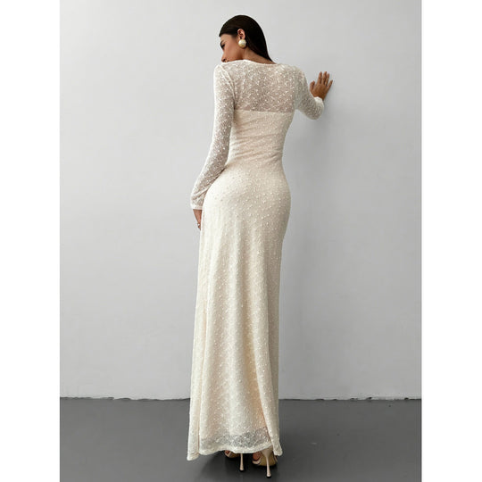Damen Maxikleid mit transparenten Ärmeln EB