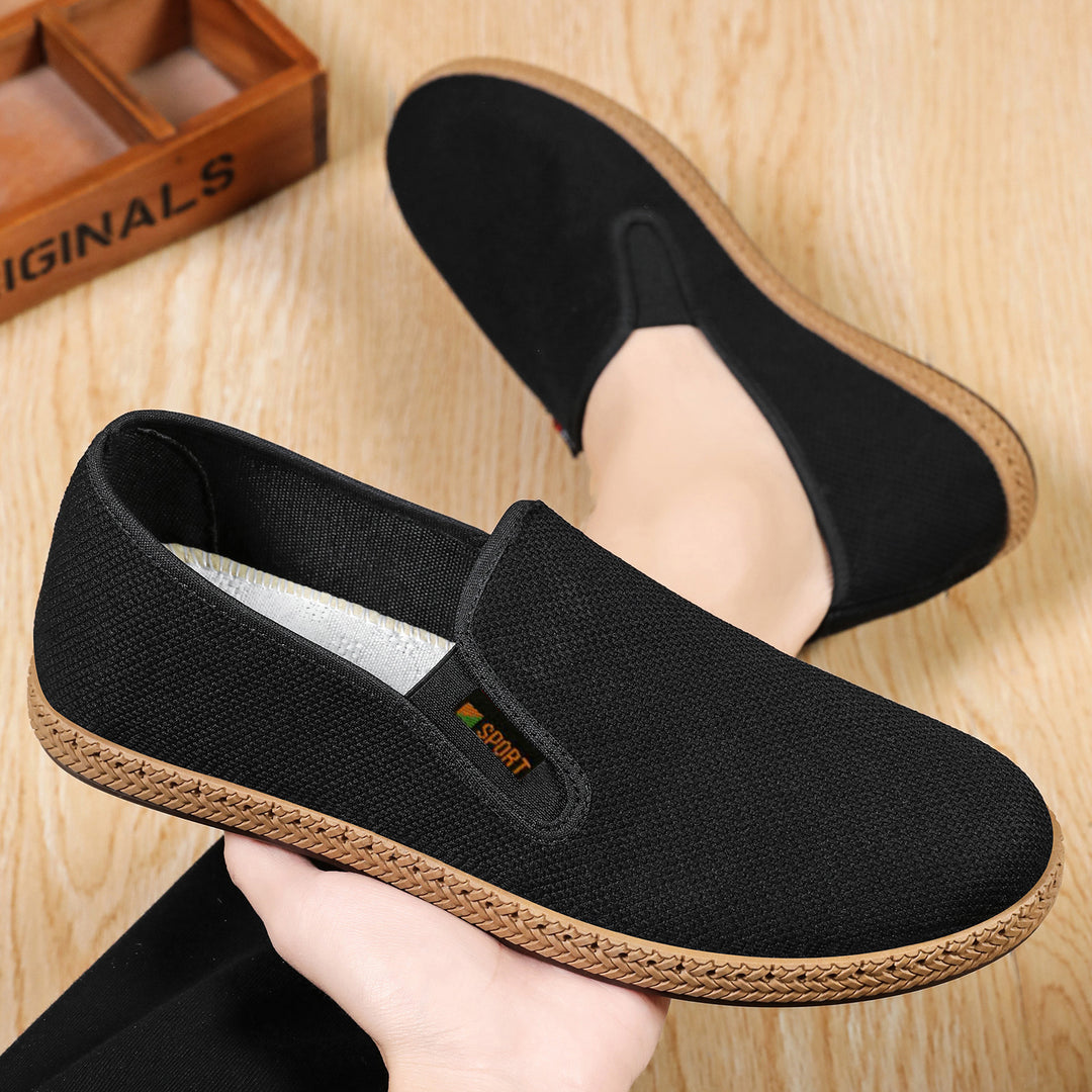 Herren nan leichter Slip-On Freizeitschuh aus atmungsaktivem Strick mit geflochtener Leichtsohle EB