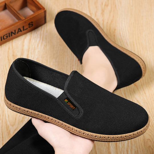 Herren nan leichter Slip-On Freizeitschuh aus atmungsaktivem Strick mit geflochtener Leichtsohle EB