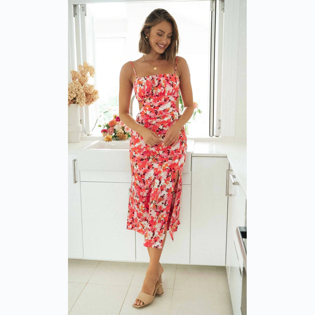 Damen Midi-Kleid mit elegantem Schlitz und figurbetontem Schnitt EB
