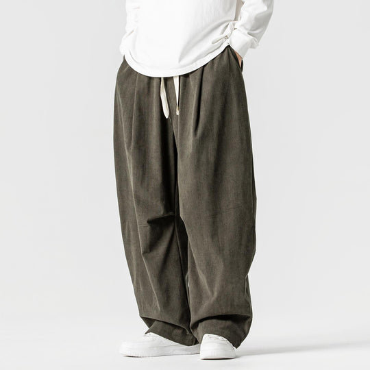 Herren nan weite Cordhose mit Tunnelzug, Bundfalten und relaxed Fit EB