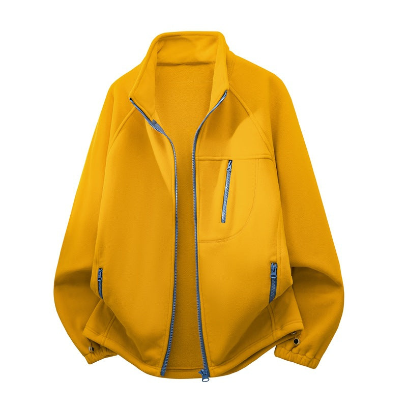 Unisex funktionale Microfleece-Performancejacke mit Stehkragen, Brustreißverschluss und ergonomischen Raglanärmeln EB