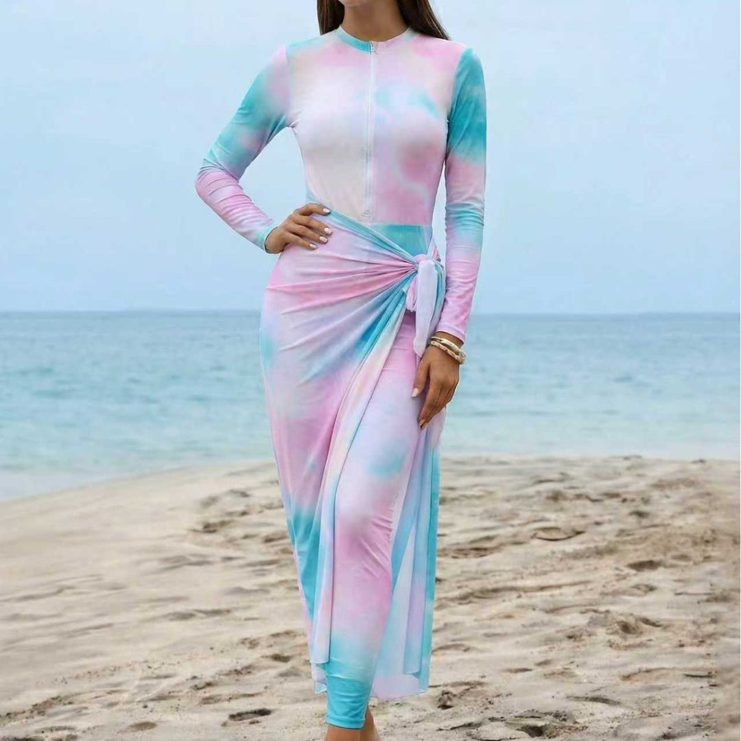 Damen Eleganter Surfanzug mit Reißverschluss und Wickeldetail EB