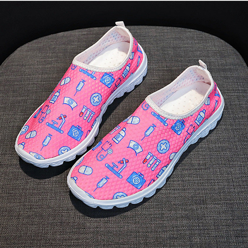 Damen Slip-On Freizeitschuhe mit farbenfrohem Design und atmungsaktiver Oberseite EB