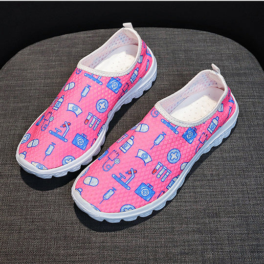 Damen Slip-On Freizeitschuhe mit farbenfrohem Design und atmungsaktiver Oberseite EB