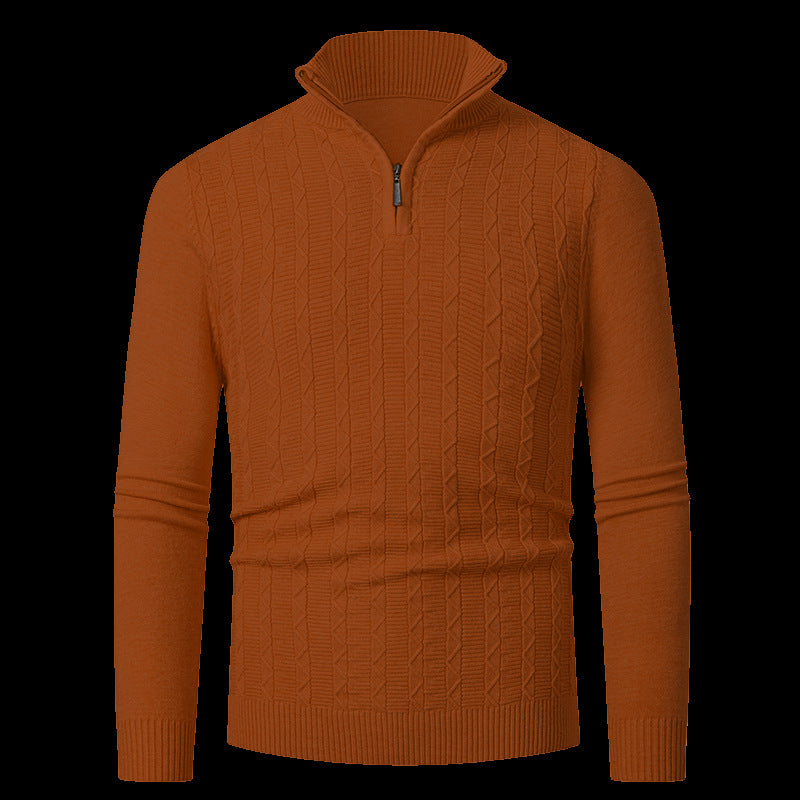 Herren Strickpullover mit modernem Kragen und Reißverschluss EB