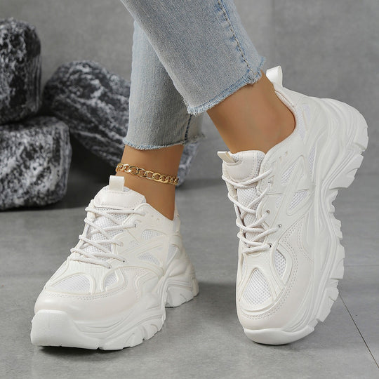 Damen modische Chunky Sneakers mit atmungsaktivem Obermaterial und komfortabler Dämpfung EB