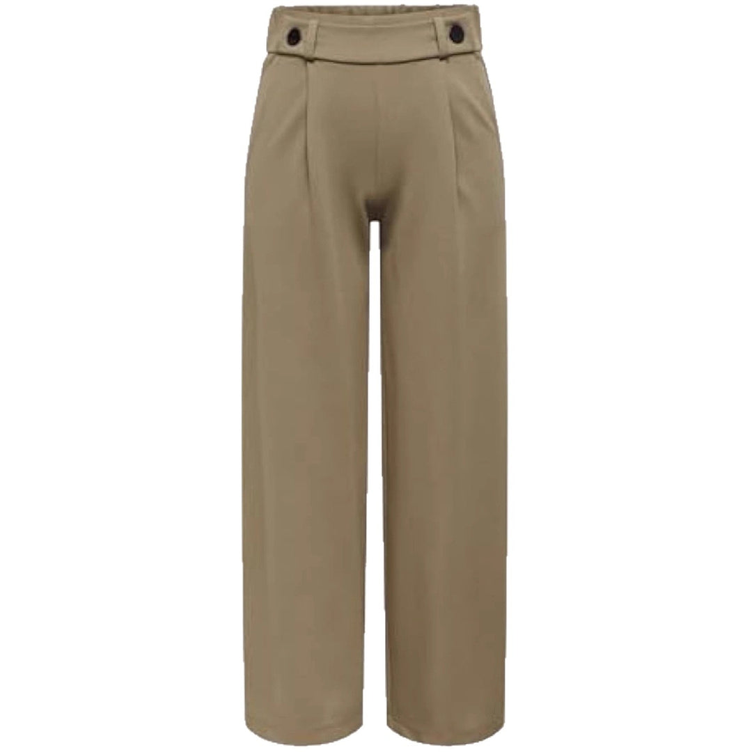Damen High-Waist Culottehose mit Zierknopf-Bund und weitem Bein EB