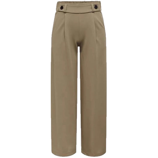 Damen High-Waist Culottehose mit Zierknopf-Bund und weitem Bein EB