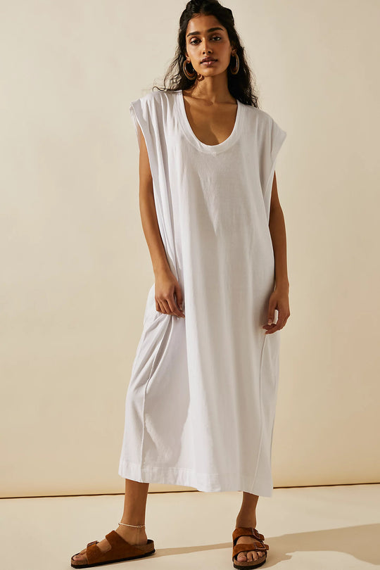 Damen lässiges Maxikleid mit tiefem Ausschnitt und seitlichen Schlitzen EB