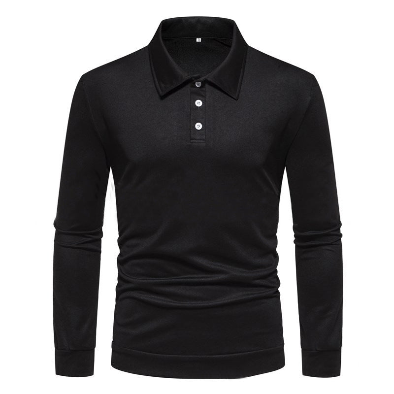 Herren Langarm Polohemd aus atmungsaktivem Stoff mit modernen Knopfdetails EB