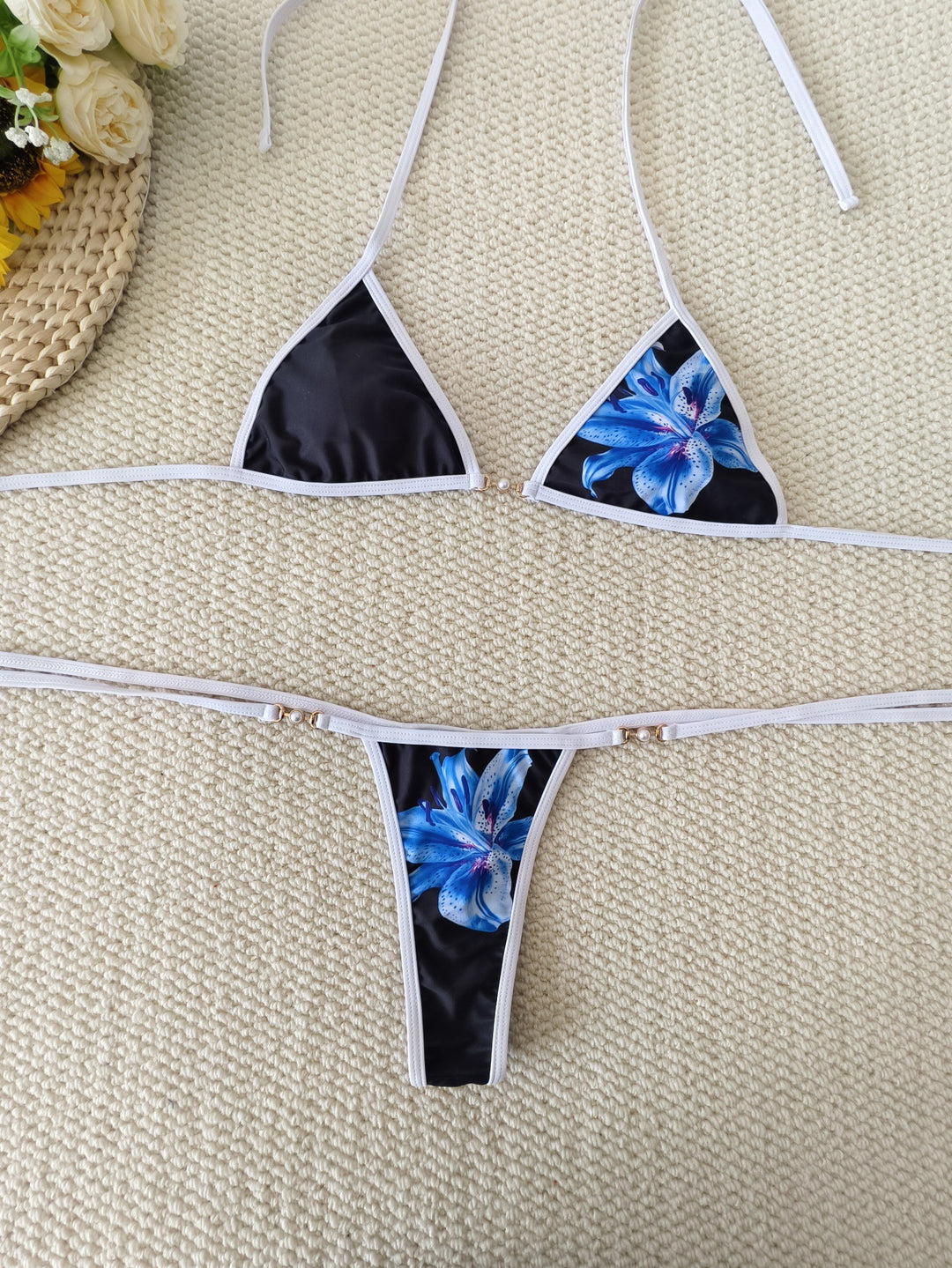 Damen Bikini-Set mit floralem Design und verstellbaren Bändern EB