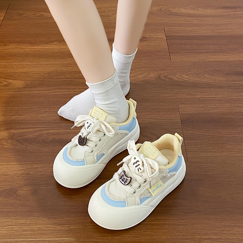 Damen Modische Sneaker mit elastischen Schnürsenkeln und geschäumter Sohle EB