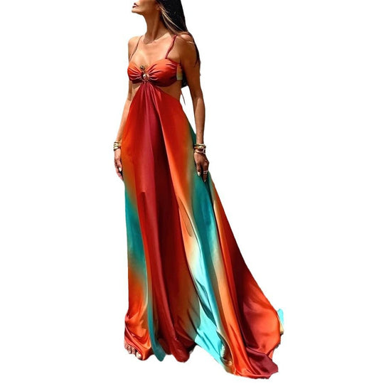 Damen Maxikleid mit verführerischem Wickeldesign und schimmernden Farbverläufen EB