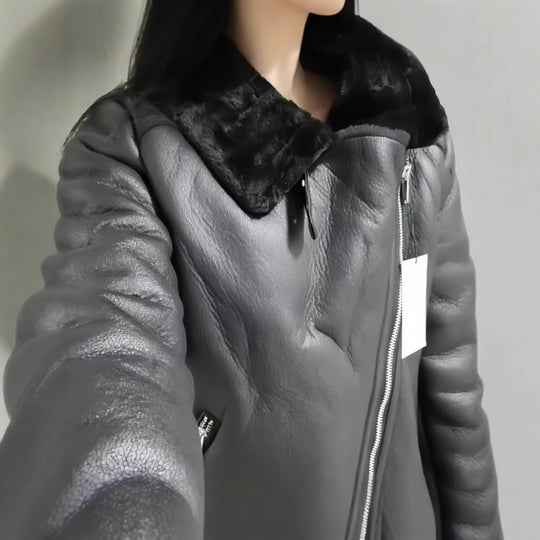 Damen trendige und funktionale Oversize-Jacke mit abnehmbarer Kapuze EB