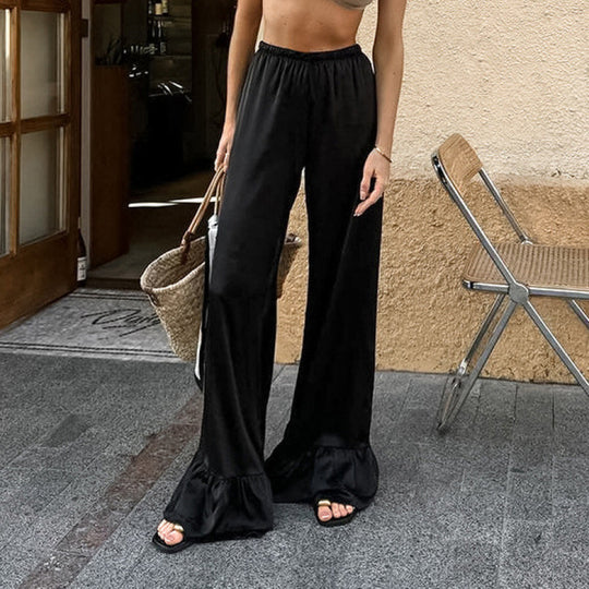 Damen Weite Palazzohosen mit voluminösen Säumen EB